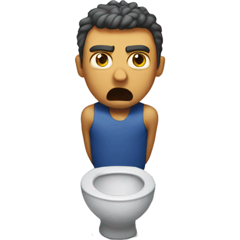 Angry man coming out of 2 toilets emoji