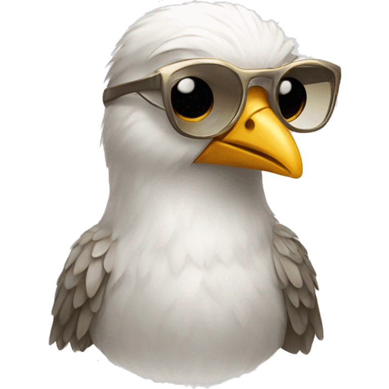 A bird wearing in pearl sunglasses emoji