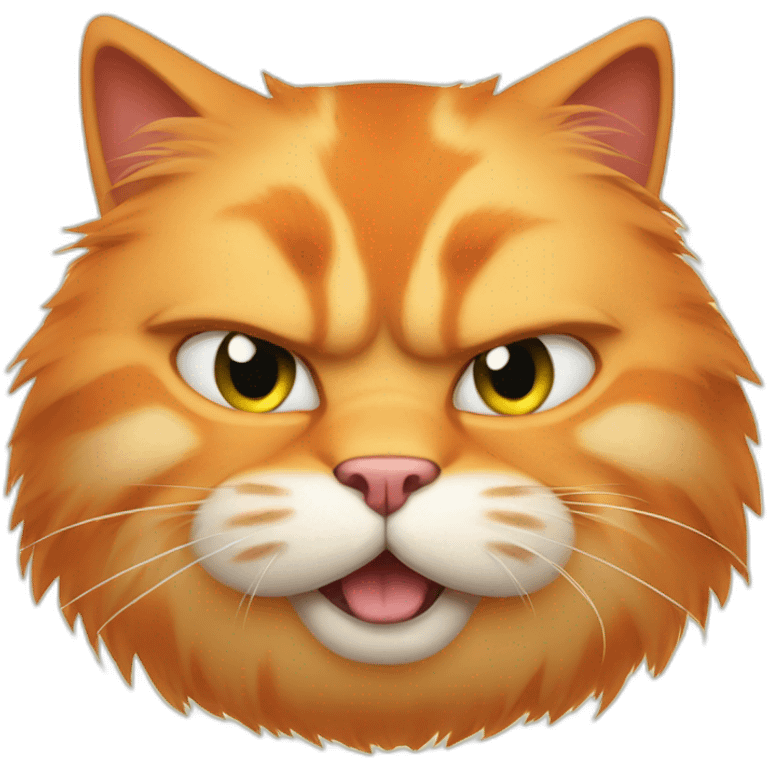 fluffy fat orange cat with angry face emoji