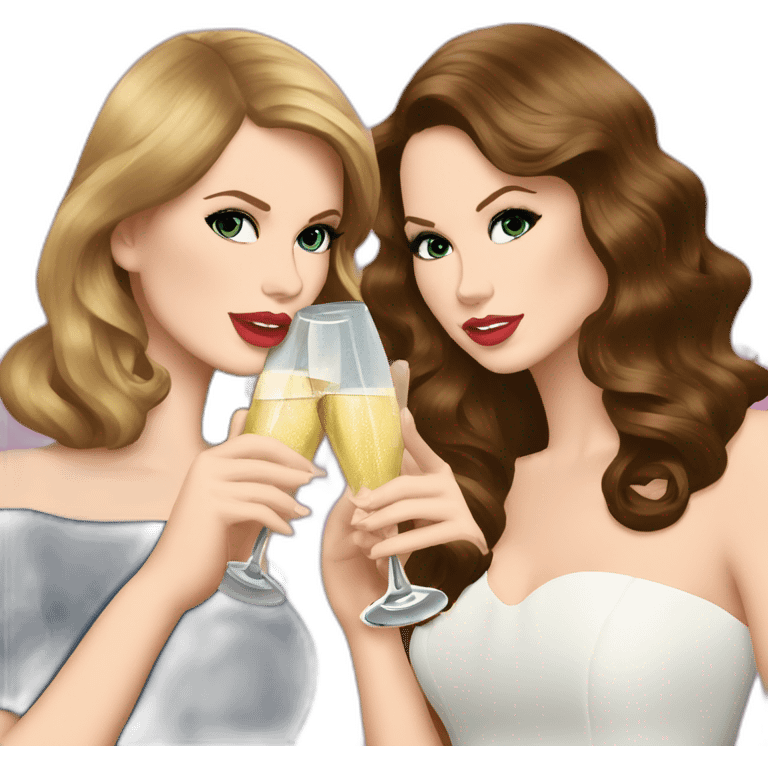 Lana del Rey & Taylor Swift drinking champagne emoji