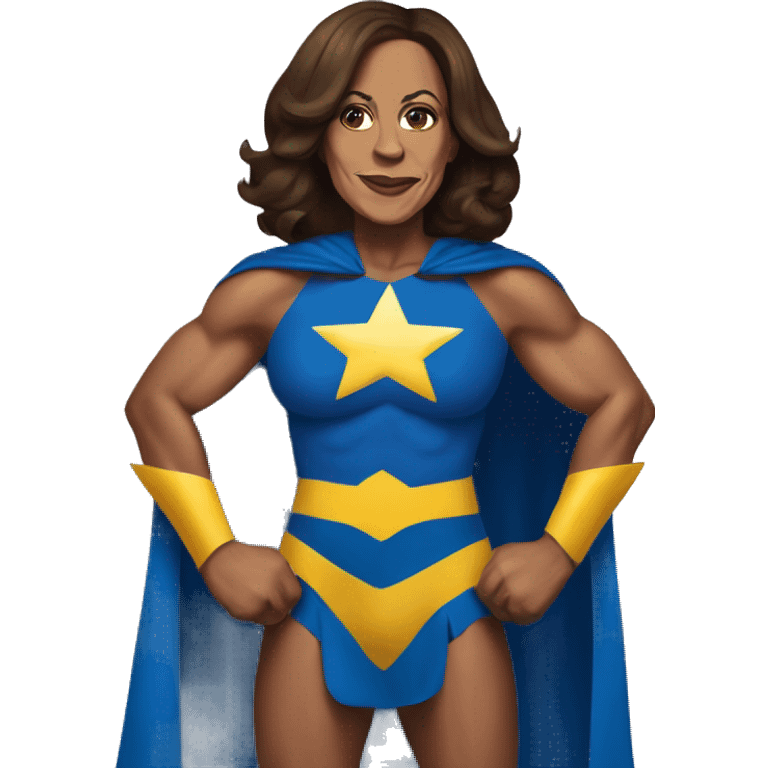 kamala harris superhero big muscles cape emoji