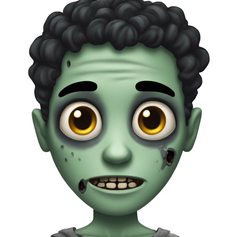 zombie boy with curly black hair  emoji