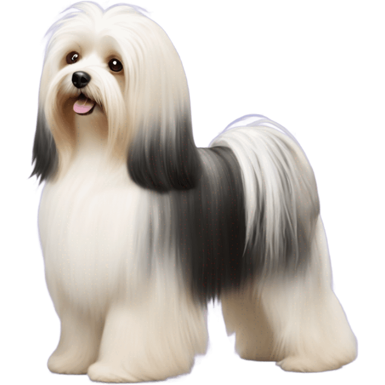 Side view of Havanese long hair all the way down to the dogs feet at a dog show  emoji