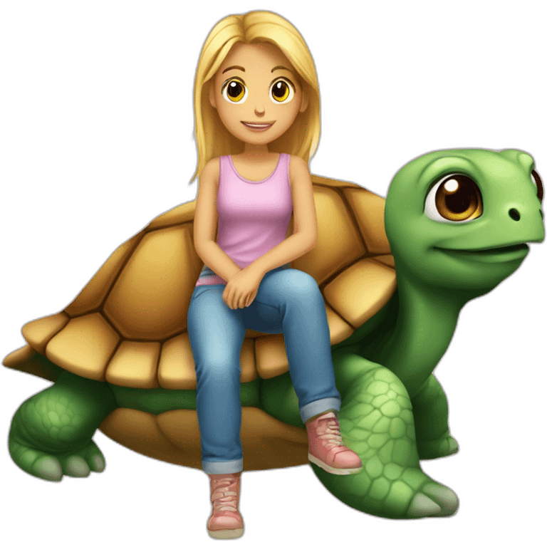 Fille sur Tortue emoji