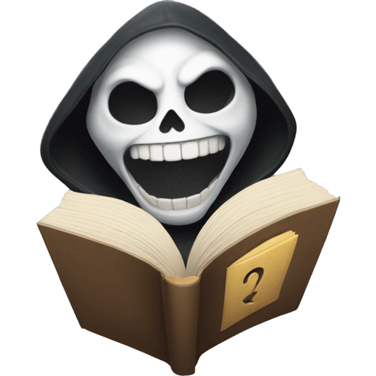 happy reaper face with book emoji