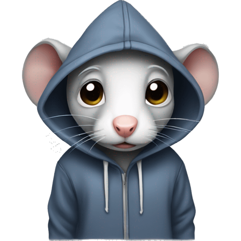 Sad Rat Wearing Hoodie emoji