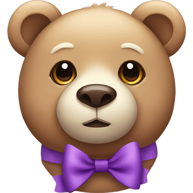 Cute bear with purple bow emoji