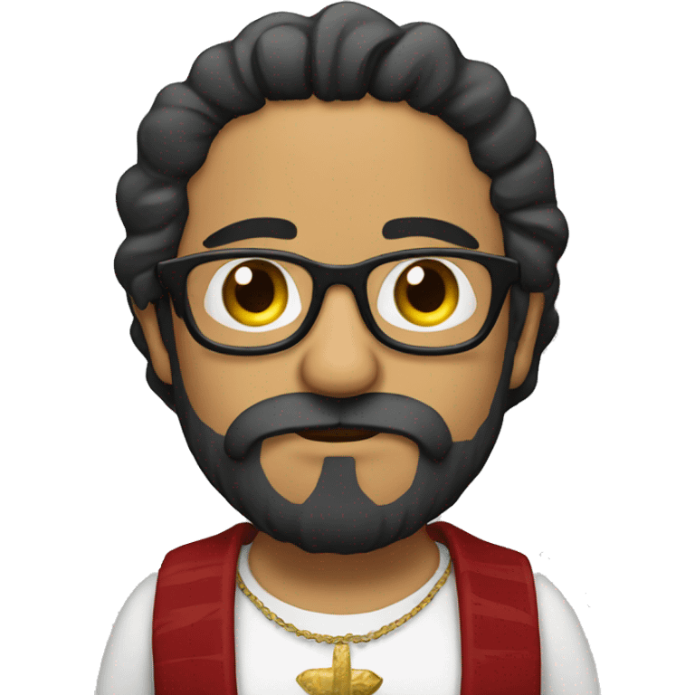 Mexican man with beard and glasses and cross necklace picking his nose emoji