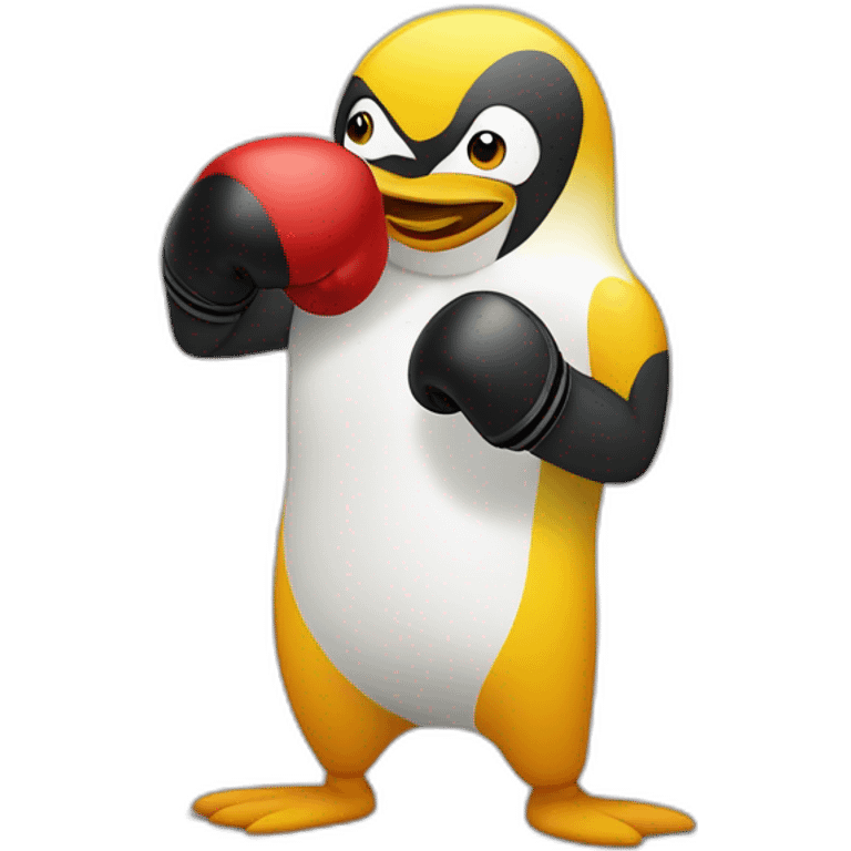 Pingouin qui fait de la boxe emoji