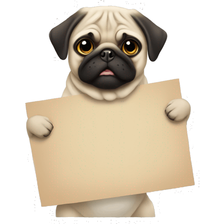 Pug holding a sign with a large “W” on it  emoji