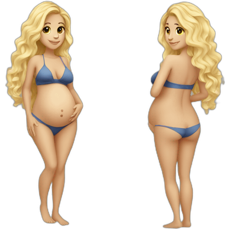 adorable pregnant blond full body women with beach-wave-hair emoji