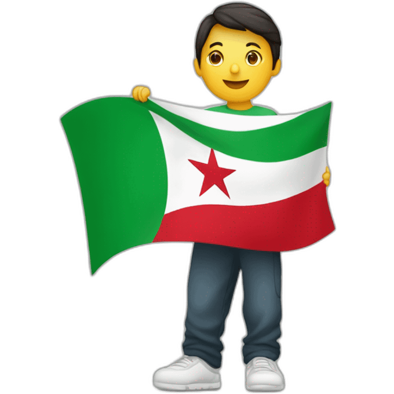 Personne retourné avec un drapeau de l’Algérie sur le dos emoji