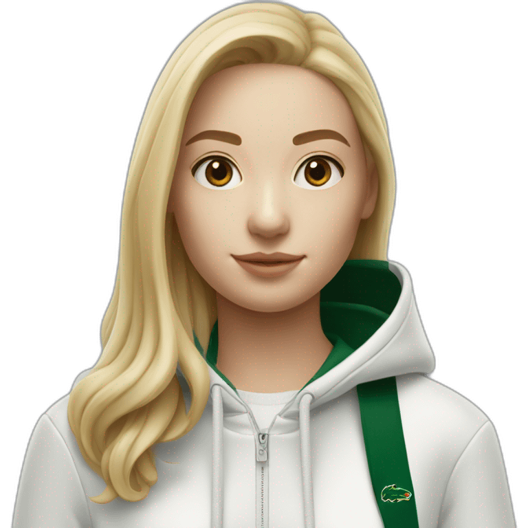 Lacoste bag girl with black lacoste hoodie emoji