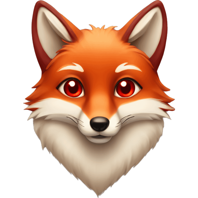 deep lush red fox face with tiny red heart instead of eyes emoji