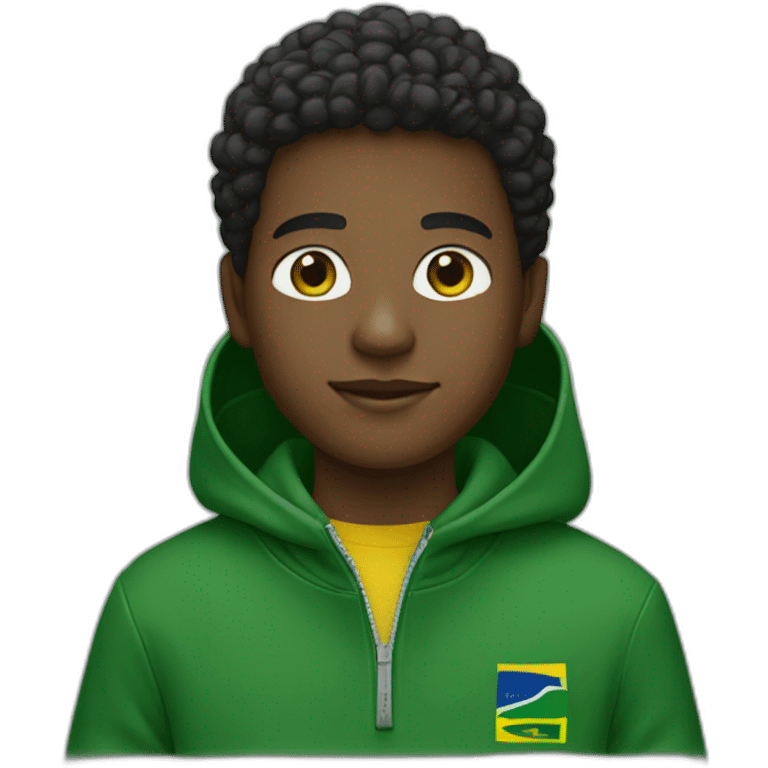 Black boy using lacoste hoodie with brazil flag emoji