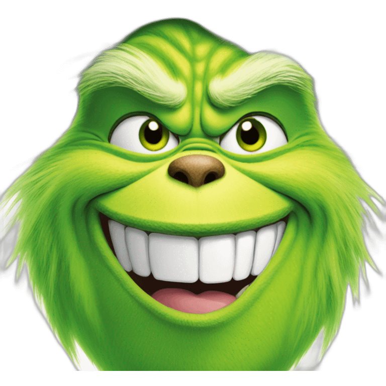 The Grinch with mischievous smile emoji