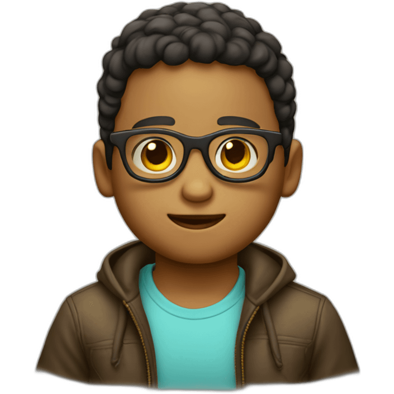 niño con lentes pelo lacio  emoji