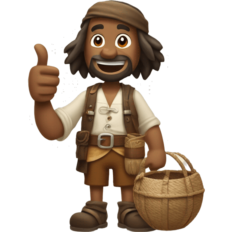 generate an emoji of robinson crusoe giving thumbs up emoji