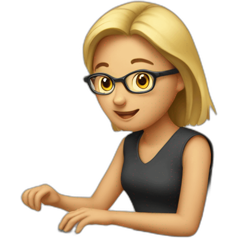 Working with computer girl emoji