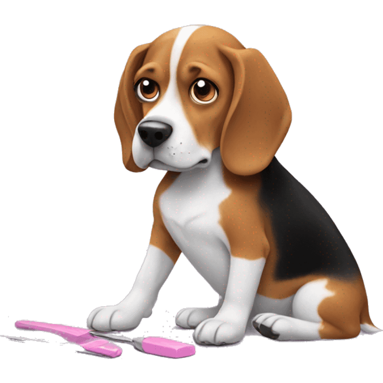 Beagle doing nails emoji