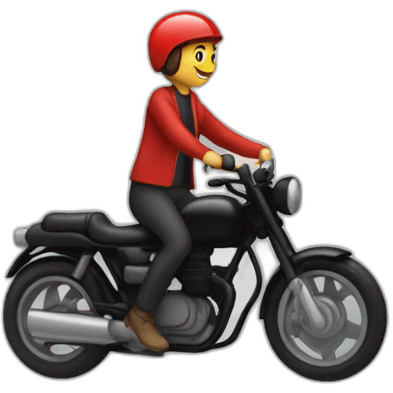 Un garçon et une fille sur une moto noir et rouge  emoji