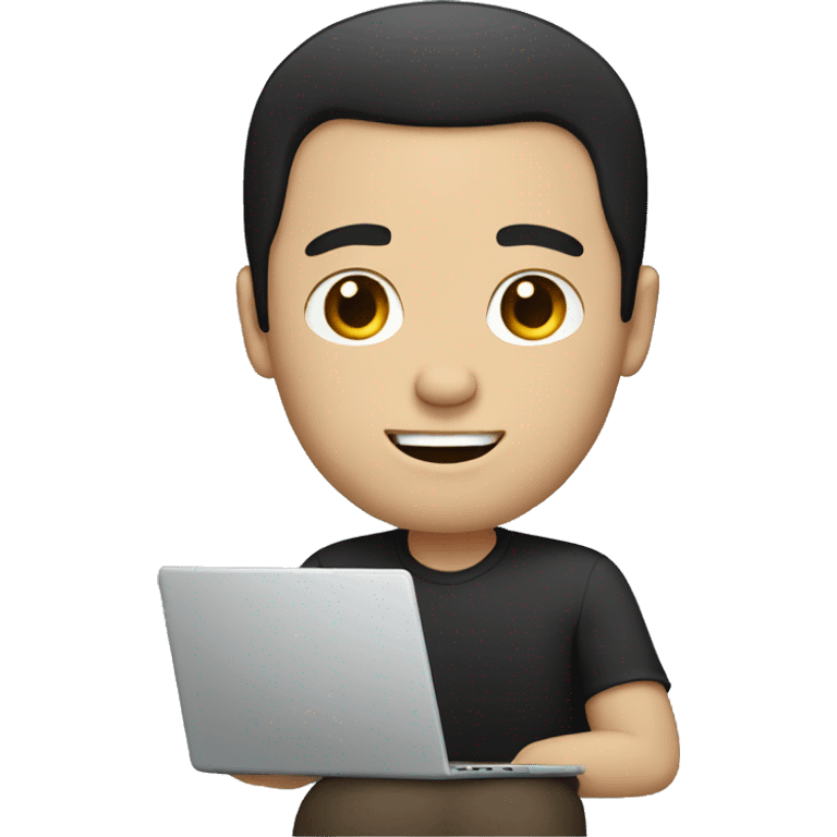 white man with black hair on his laptop emoji