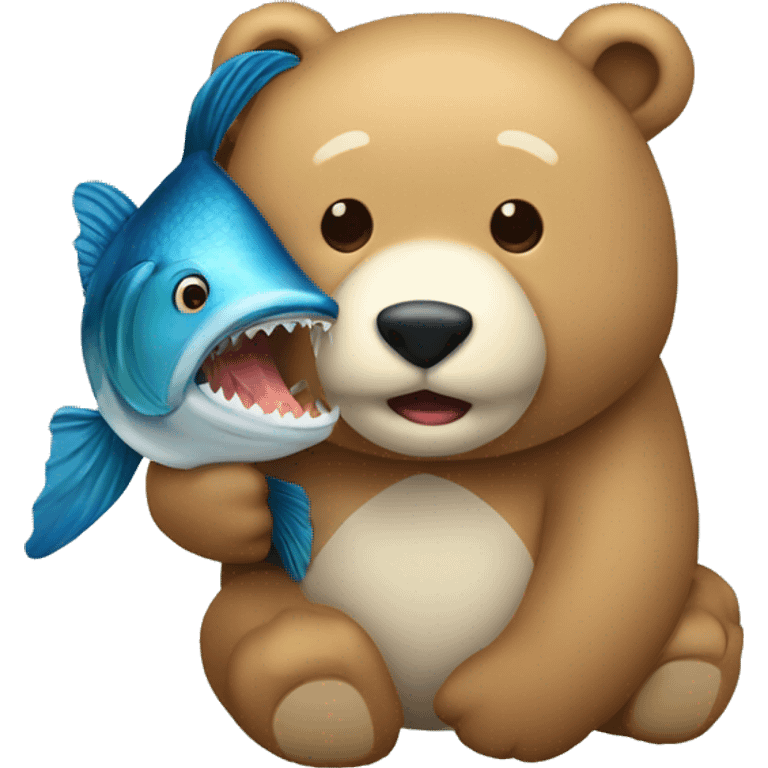 urso raivoso com um peixe na boca emoji