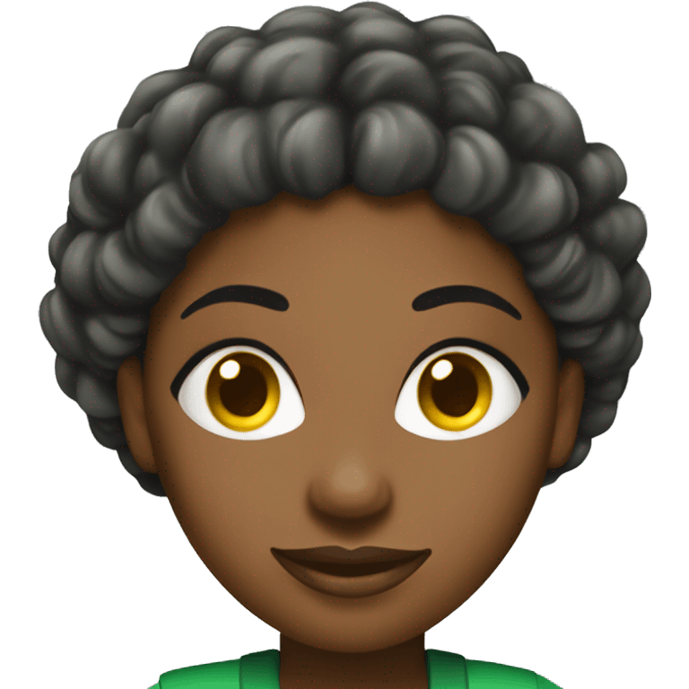 nice african woman in green uniform cleaning compny name DS clean emoji