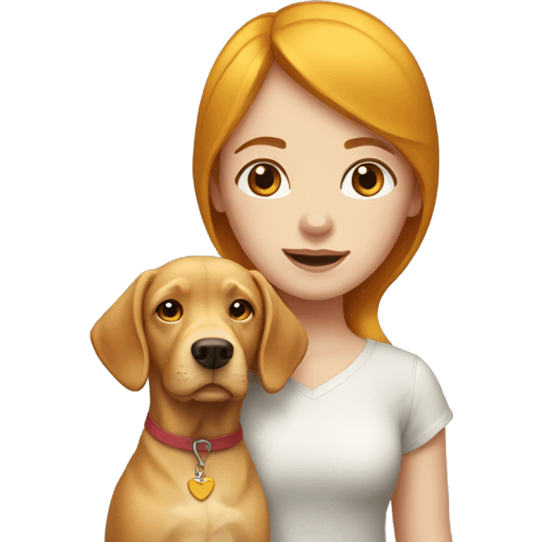 Red-haired girl with yellow Labrador dog emoji