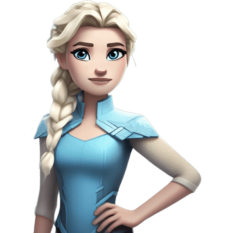 Minecraft wholesome nerd Elsa in Marvel Avengers style, oil paint, mysterious eyes, intricate lips, masterpiece pose, odd perspective, beautiful, desirable, logical emoji