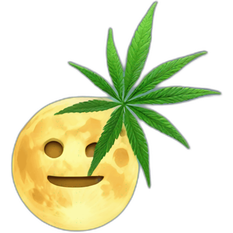 Moon holds cannabis emoji