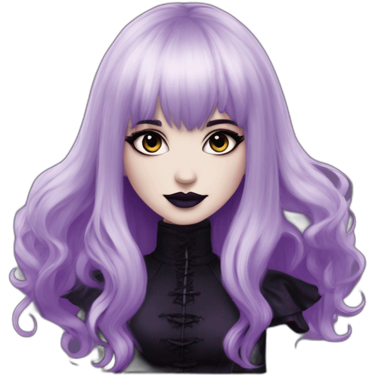 Elissabat -with bangs -long-hair-dark-plumpurple-and-black-vampire-goth-makeup-pinkeyes-romanticgothcloses emoji