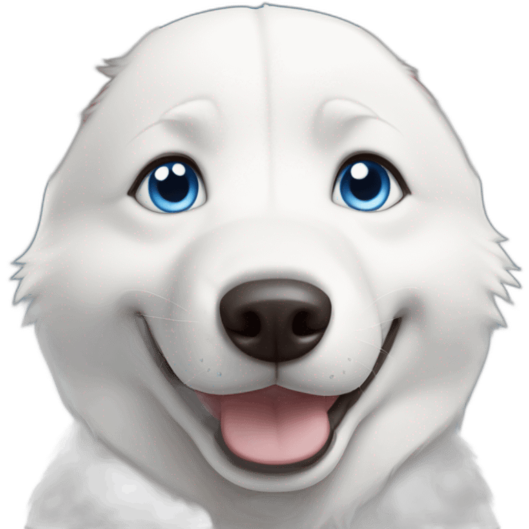 Happy white husky blue eyes without eyebrows emoji