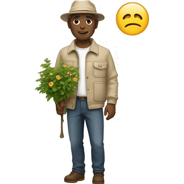 gardener beige jacket white male emoji