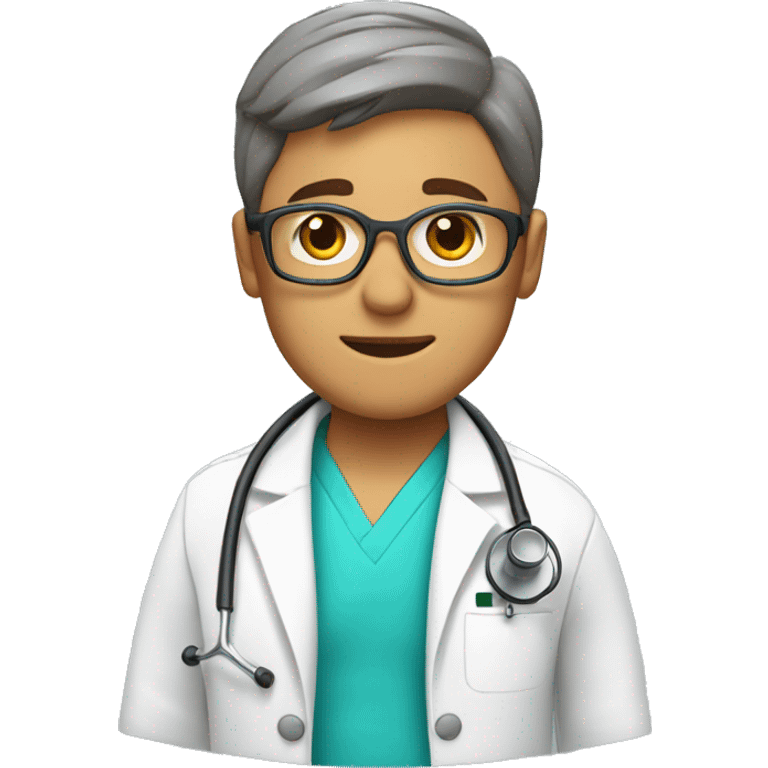 physiotherapist with lab coat and stethoscope emoji