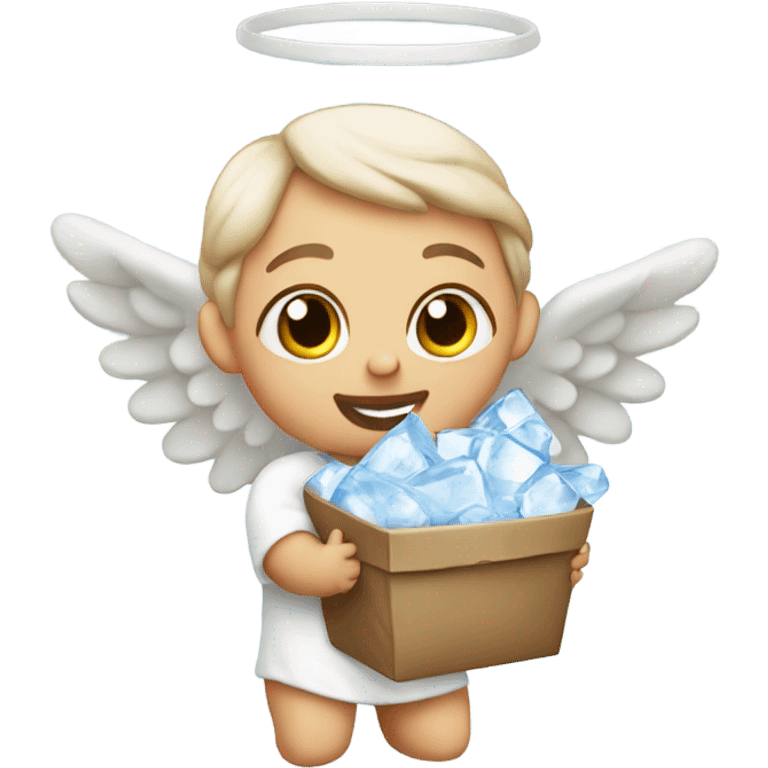 Angel baby holding a bag of ice emoji