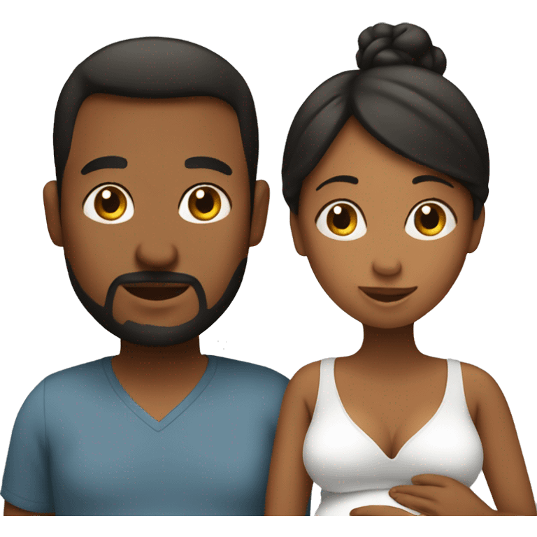 A pregnant woman with her husband  emoji