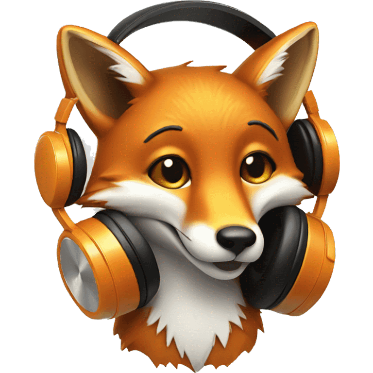 fox in headphones, enjoying music emoji