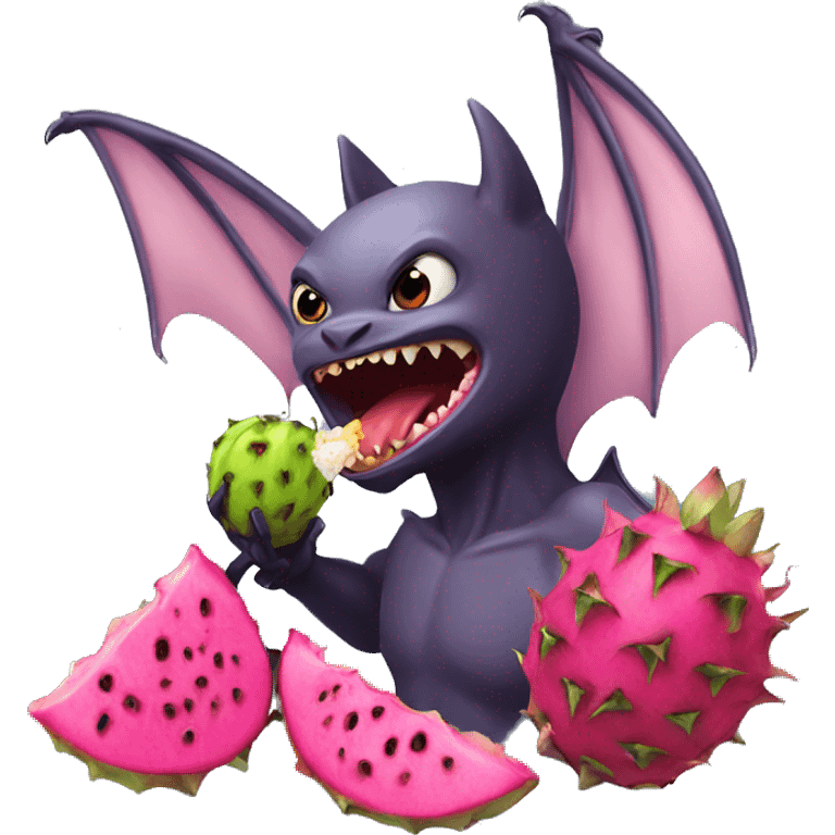 bat eating dragonfruit emoji