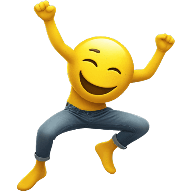 smiley face, yellow, bouncing and doing a backflip, hands are visible emoji