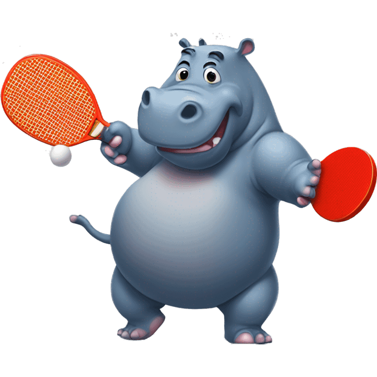 Hippo playing ping pong emoji