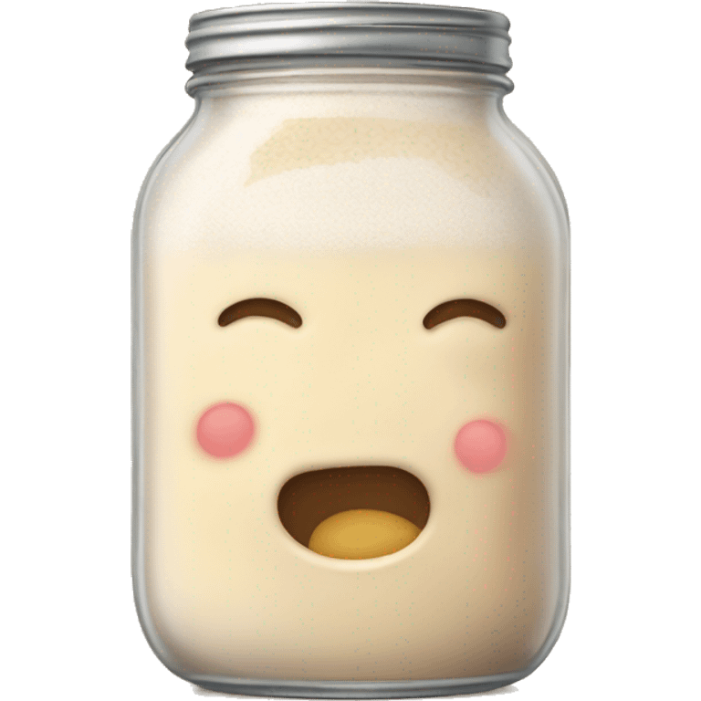 Bubbly Sourdough starter in a jar slightly overflowing down the side emoji