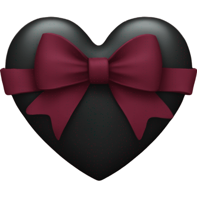 black heart with burgundy bow emoji