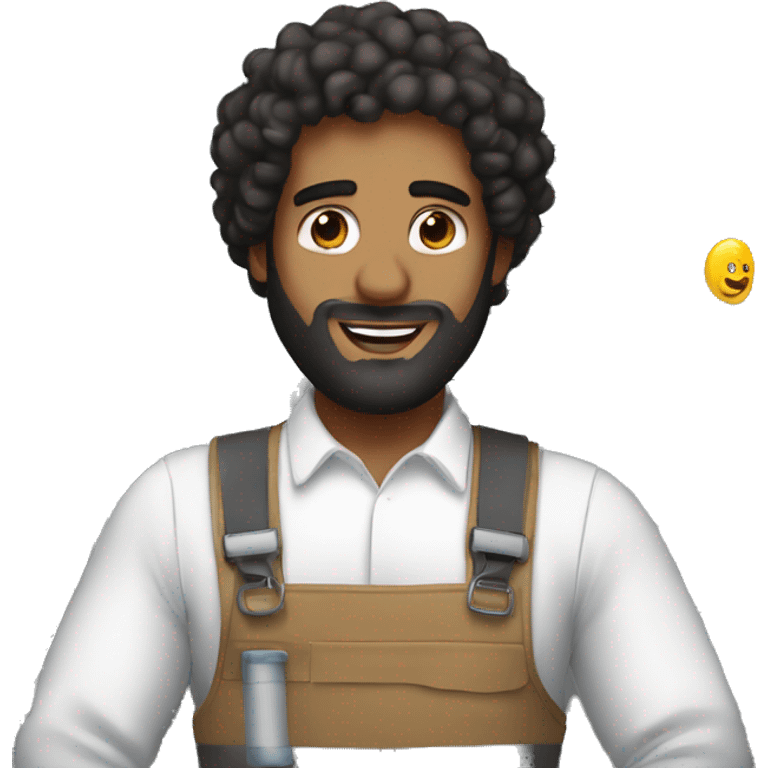 Make me a brown skinned man with curly black hair and a beard working on an hvac system   emoji