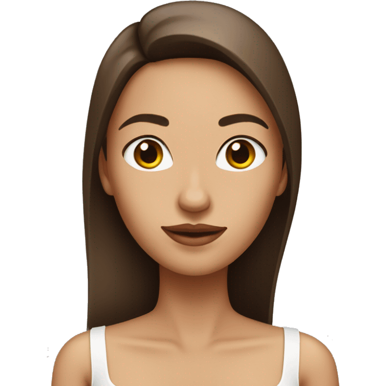 a woman with straight brown hair wearing white tube top emoji