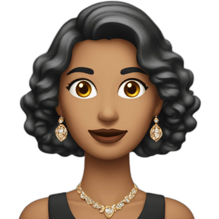 mujer elegante joven con joyeria fina alegre emoji