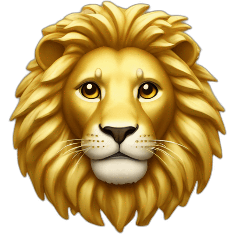 Make me a gold lion on a podium that’s shiny emoji emoji