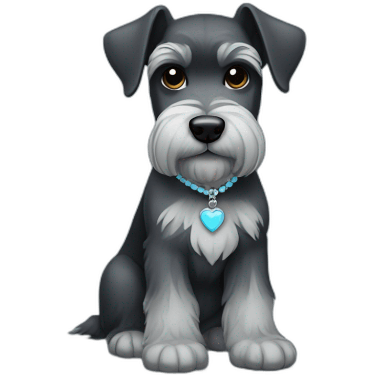 dark face schnauzer with light blue necklace emoji