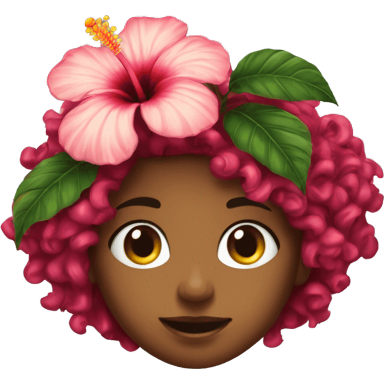 hibiscus on a curly head girl emoji