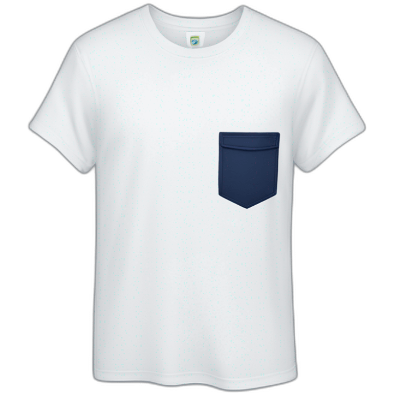 white tshirt with big navy letter r on breast pocket emoji